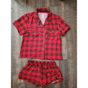 Womens L holiday short sleeve pj set